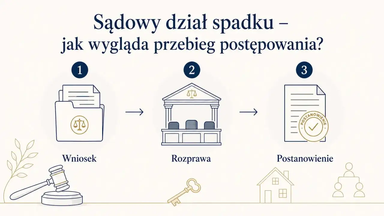 Schemat postępowania sądowego w sprawie spadku: wniosek, rozprawa, postanowienie. Dowiedz się, jak wyegzekwować spłatę spadku.